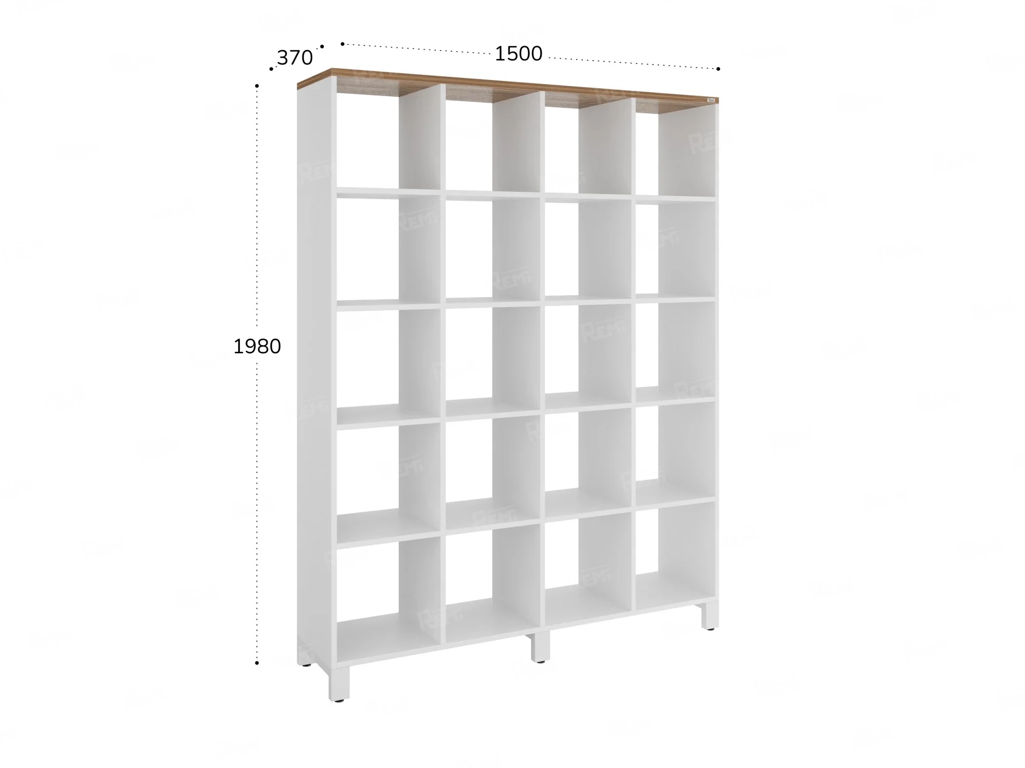 Стеллаж, 20 ячеек 1500х370х1980 RM144-150x37 Дуб Юстус/Белый