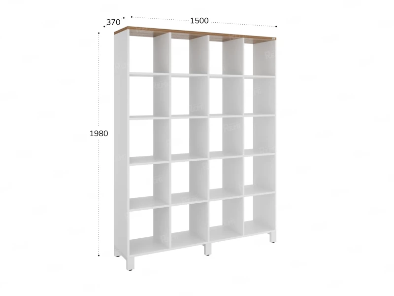 Стеллаж, 20 ячеек 1500х370х1980 RM144-150x37 Дуб Юстус/Белый