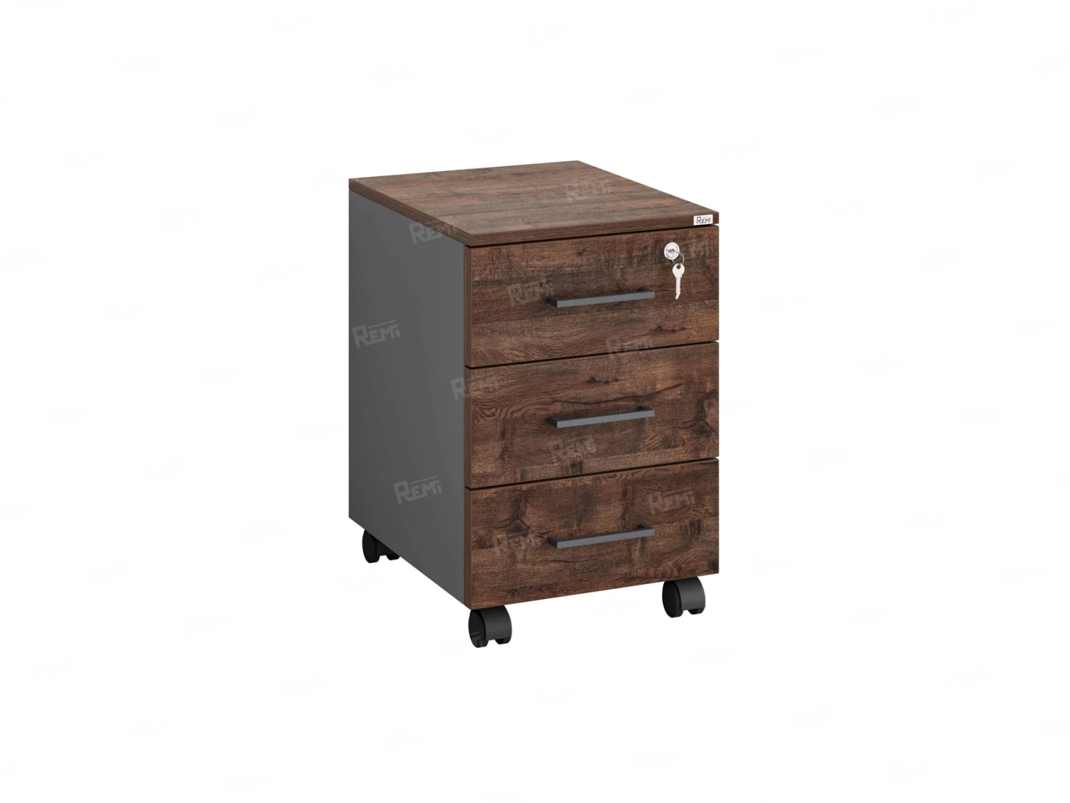 Тумба мобильная, 3 ящика 400x500x600 RM120-40x50 Дуб Апрельский шоколад/Серый