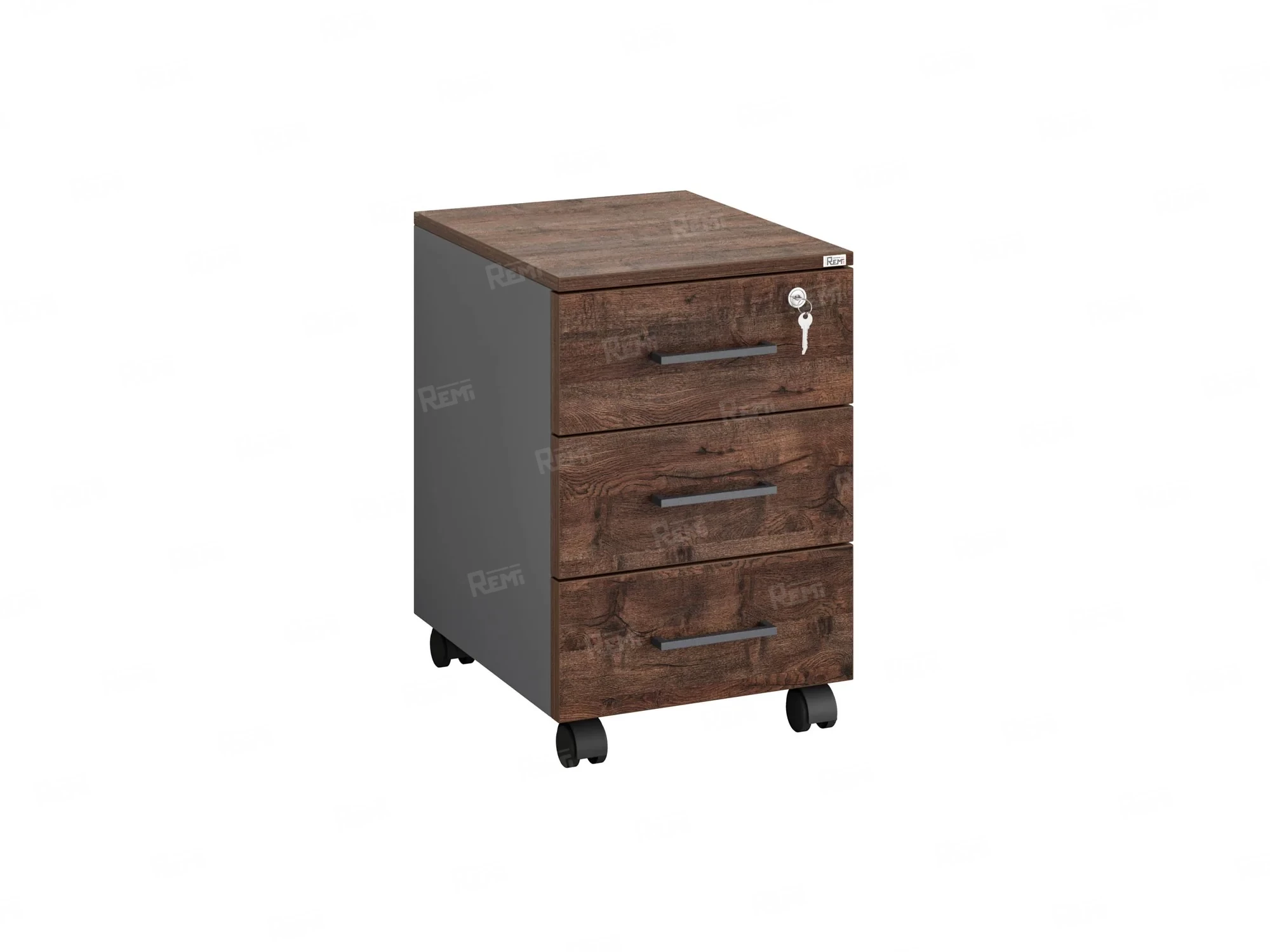 Тумба мобильная, 3 ящика 400x500x600 RM120-40x50 Дуб Апрельский шоколад/Серый
