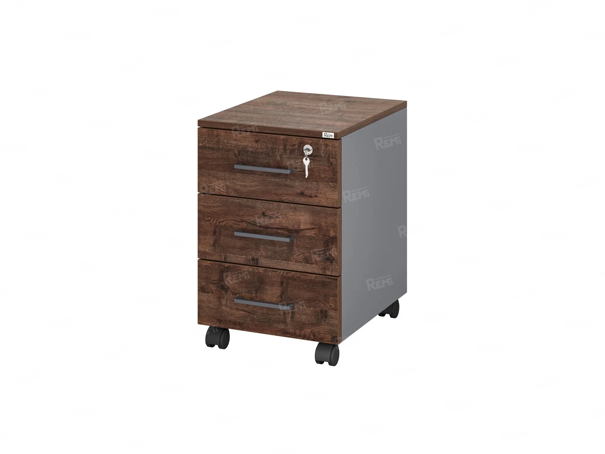 Тумба мобильная, 3 ящика 400x500x600 RM120-40x50 Дуб Апрельский шоколад/Серый