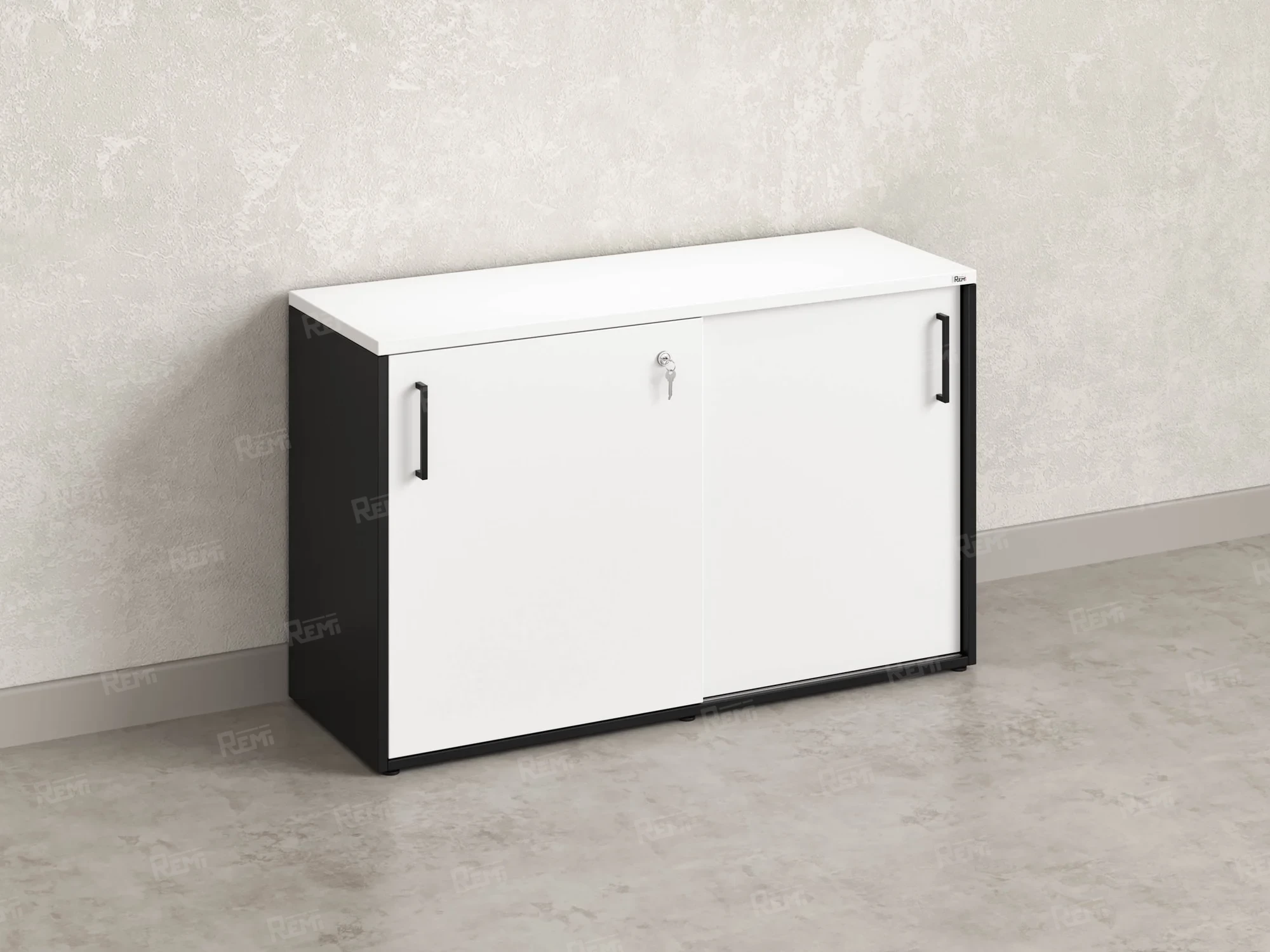 Низкий шкаф-купе на регулируемых опорах 1200x420x750 RM125-120x42 Белый/Черный