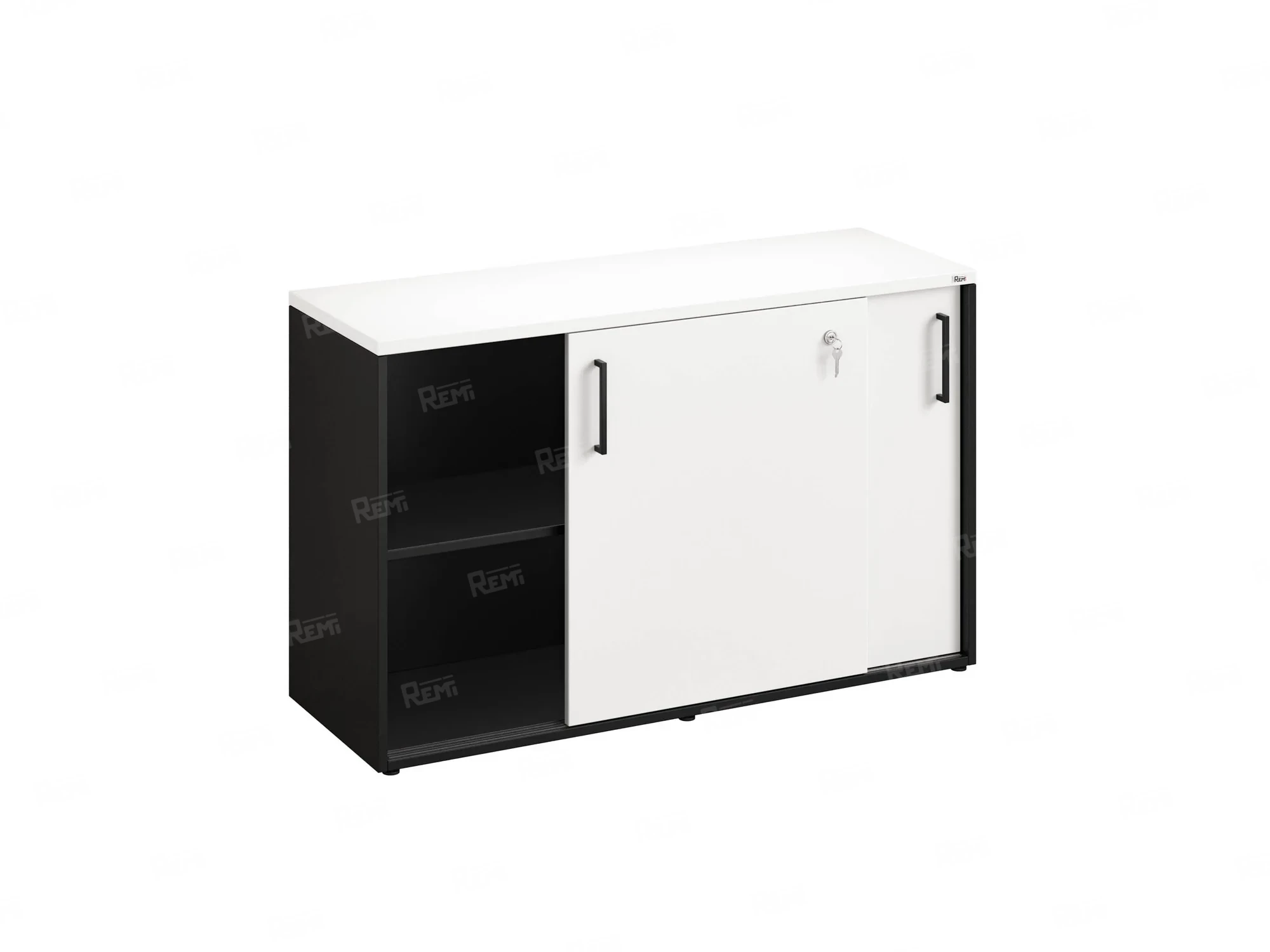 Низкий шкаф-купе на регулируемых опорах 1200x420x750 RM125-120x42 Белый/Черный