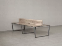 Бенч-система, 4 рабочих места, на U-образных опорах, 2 ЛДСП экранов 1600x1200x750 RM173-4-16x12 Дуб Маувелла/Серый