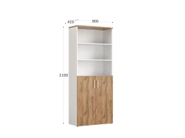 Шкаф комбинированный, регулируемые опоры, 6 уровней 900x420x2100 RM155-90x41 Дуб Юстус/Белый