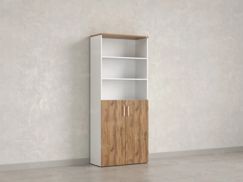 Шкаф комбинированный, регулируемые опоры, 6 уровней 900x420x2100 RM155-90x41 Дуб Юстус/Белый