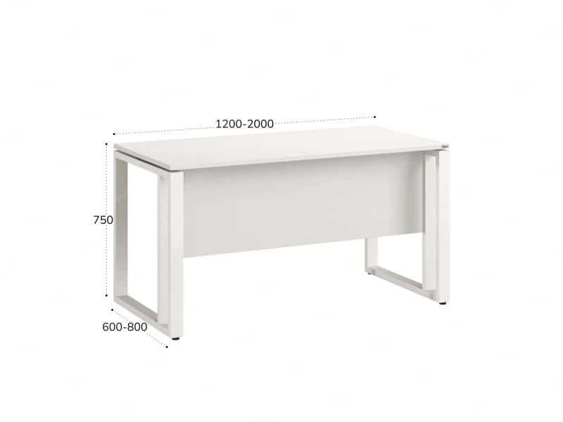 Стол прямой на О-образных опорах с экраном ЛДСП 1200x700x750 RM041-12x7 Белый/Белый