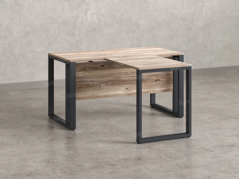 Стол с брифингом на О-образных опорах с экраном ЛДСП RM046-12x8 1200x2000x750 Дуб Маувелла/Серый