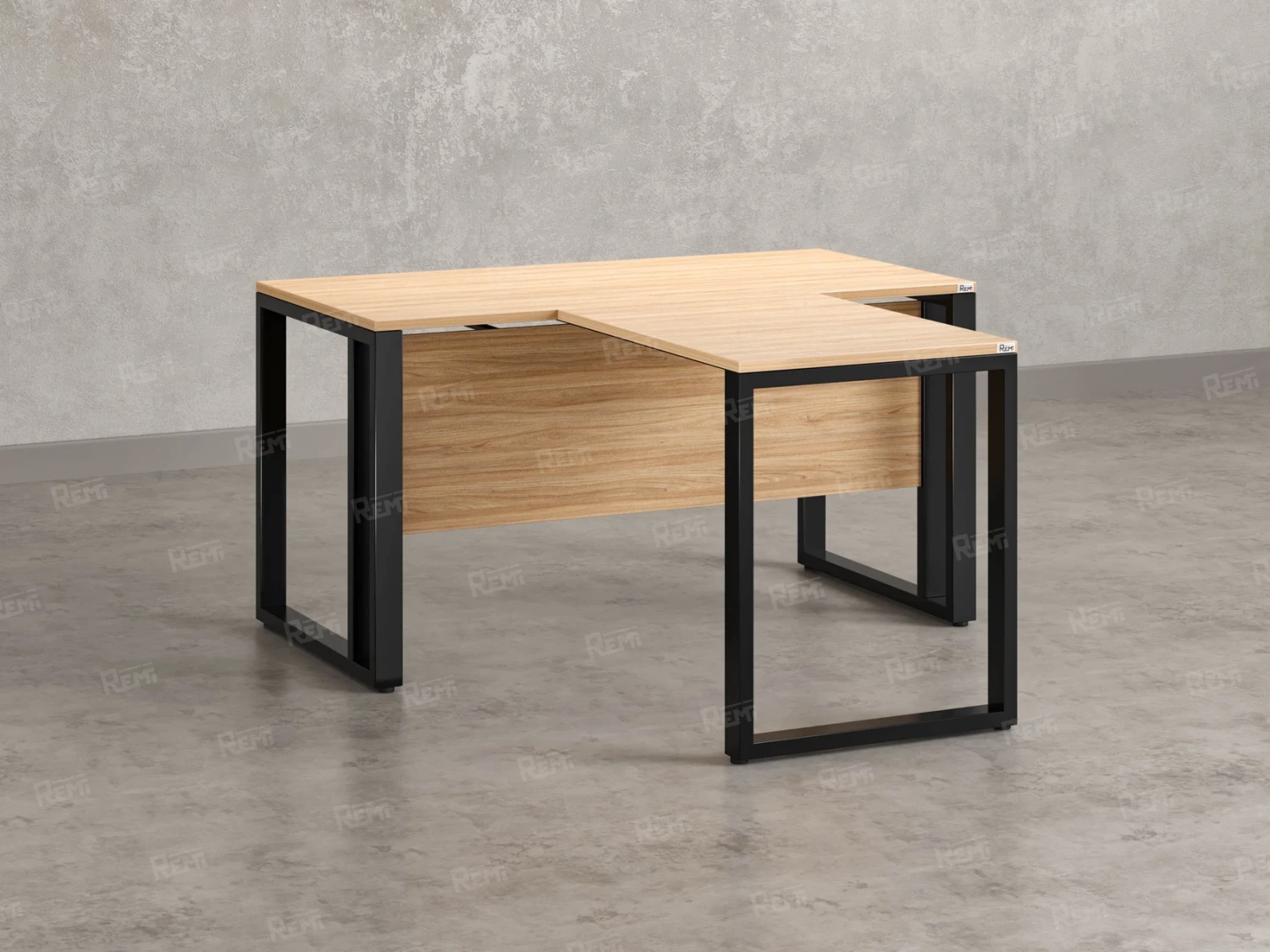 Стол с брифингом на О-образных опорах с экраном ЛДСП RM046-16x9 1600x2500x750 Вяз Швейцарский светлый/Черный