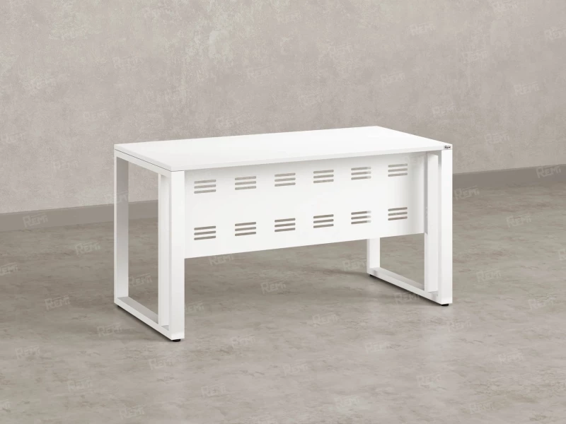 Стол прямой на О-образных опорах с металлическим экраном 1200x900x750 RM042-12x9 Белый/Белый