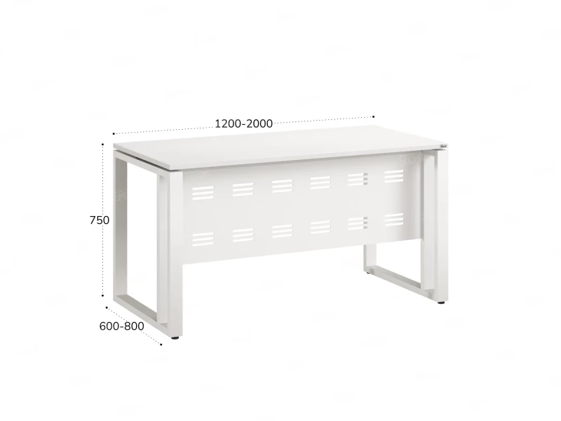 Стол прямой на О-образных опорах с металлическим экраном 1200x900x750 RM042-12x9 Белый/Белый