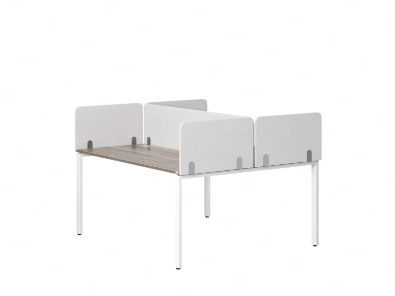 Бенч-система, 2 рабочих места, на П-образных опорах, 5 тканевых экрана 1800x1600x750 RM165-3-18x16 Дуб Маувелла/Белый