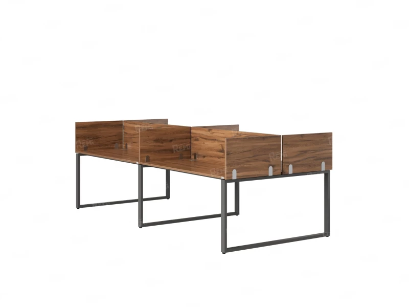 Бенч-система, 4 рабочих места, на О-образных опорах, 8 ЛДСП экранов 2000x1600x750 RM170-1-10x16 Дуб Юстус/Серый