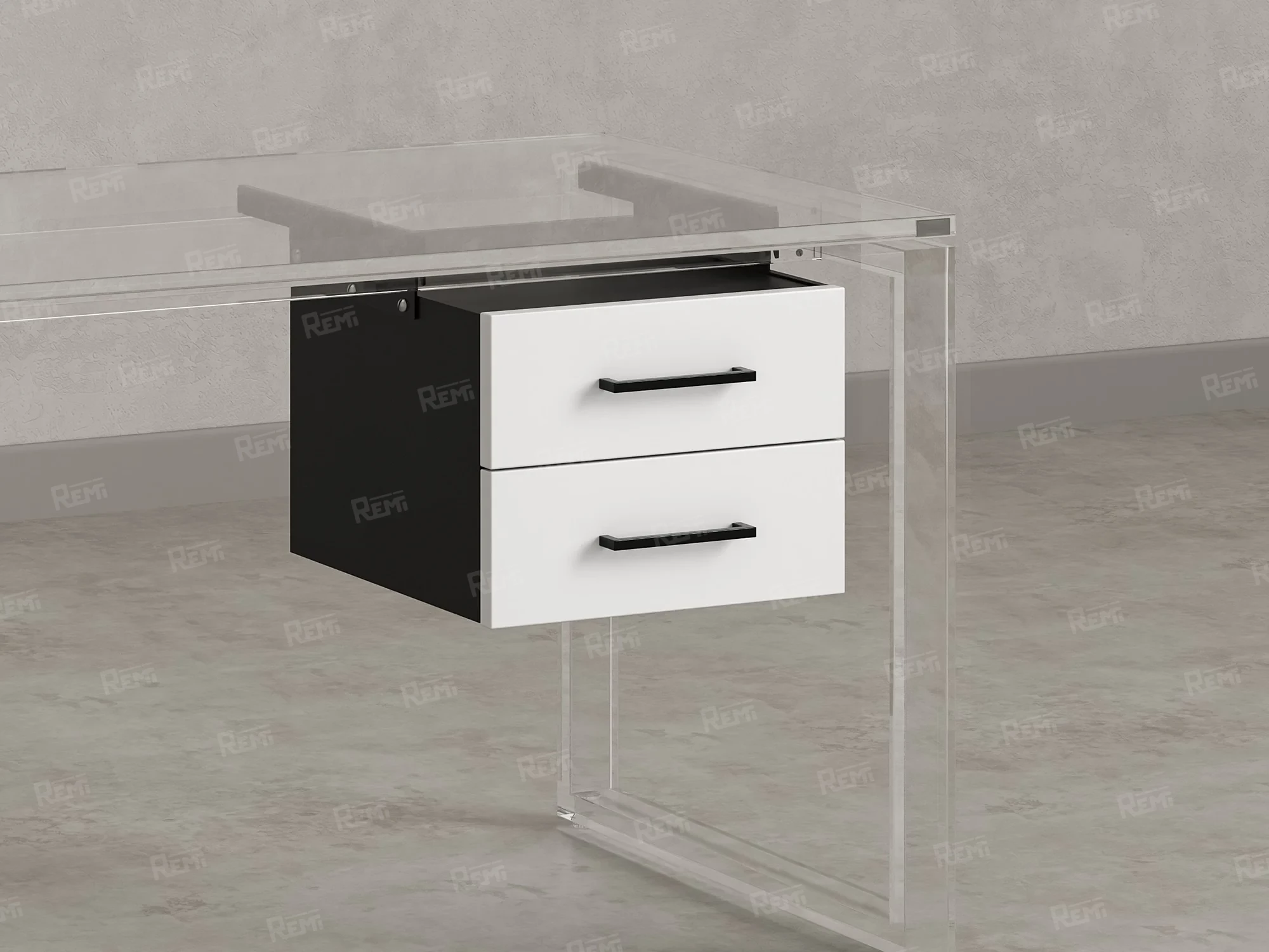 Тумба подвесная, два ящика 400x452x300 RM201-16х8 Белый/Черный