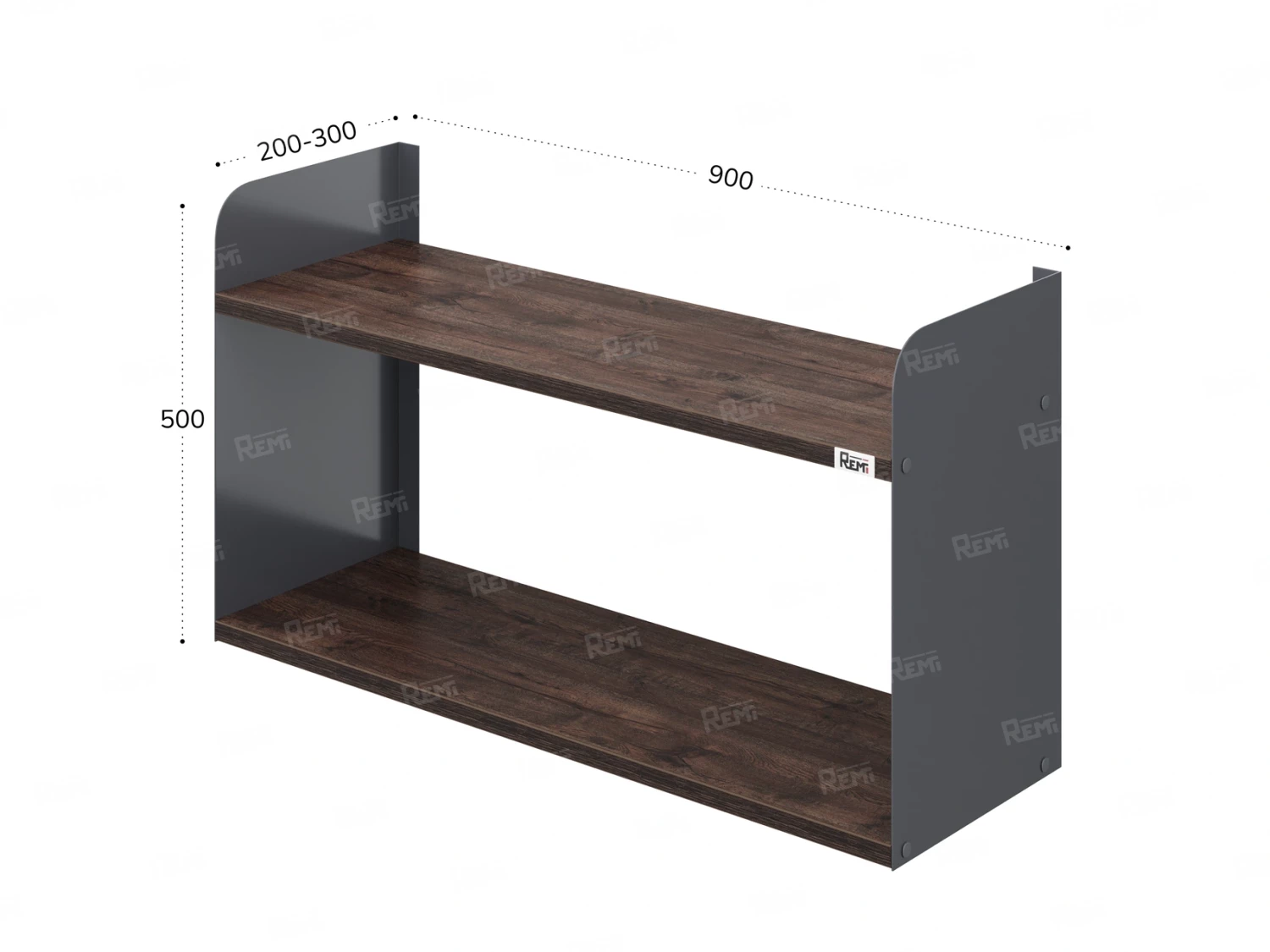 Полка настенная 900x300x500 RM190-90x30 Дуб Апрельский шоколад/Серый