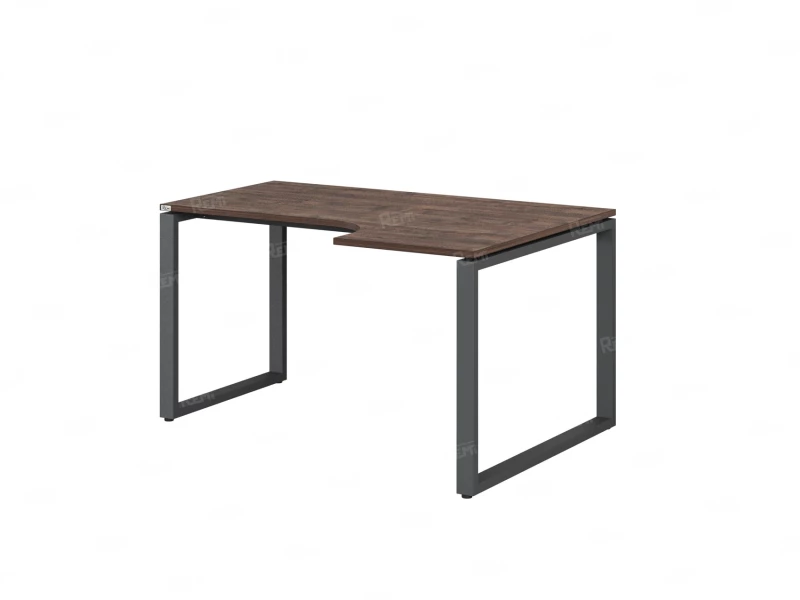 Стол угловой, О-опора, правый 1400x600/900x750, RM054-14x6-9 Дуб Апрельский шоколад/Серый