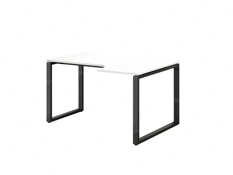 Стол угловой, О-опора, правый 1600x900/1200x750, RM054-16x9-12 Белый/Черный
