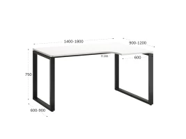 Стол угловой, О-опора, правый 1600x900/1200x750, RM054-16x9-12 Белый/Черный