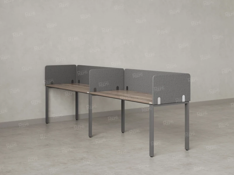 Бенч-система в 1 ряд, 2 рабочих места 5 тканевых экранов 3600x800x750 RM167-1-36x8 Дуб Маувелла/Серый