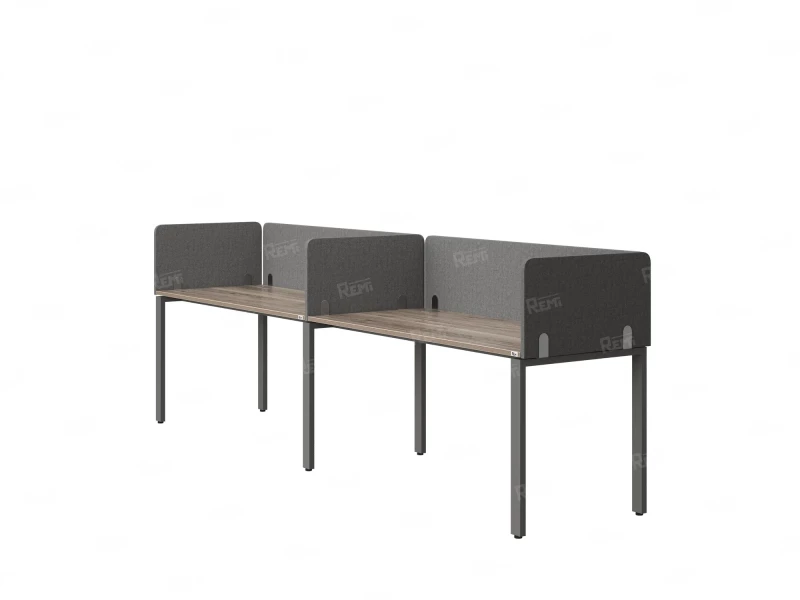 Бенч-система в 1 ряд, 2 рабочих места 5 тканевых экранов 3600x800x750 RM167-1-36x8 Дуб Маувелла/Серый