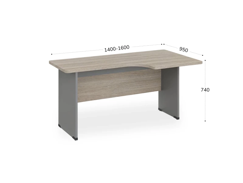 BRL RB085-160х95R Угловое рабочее место правое 1600х950х740 Шорвуд/Серый вулкан-кий