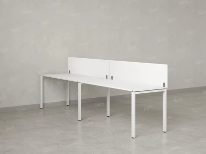 Бенч-система в 1 ряд, 2 рабочих места 2 ЛДСП экранов 2400x600x750 RM167-4-24x6 Белый/Белый