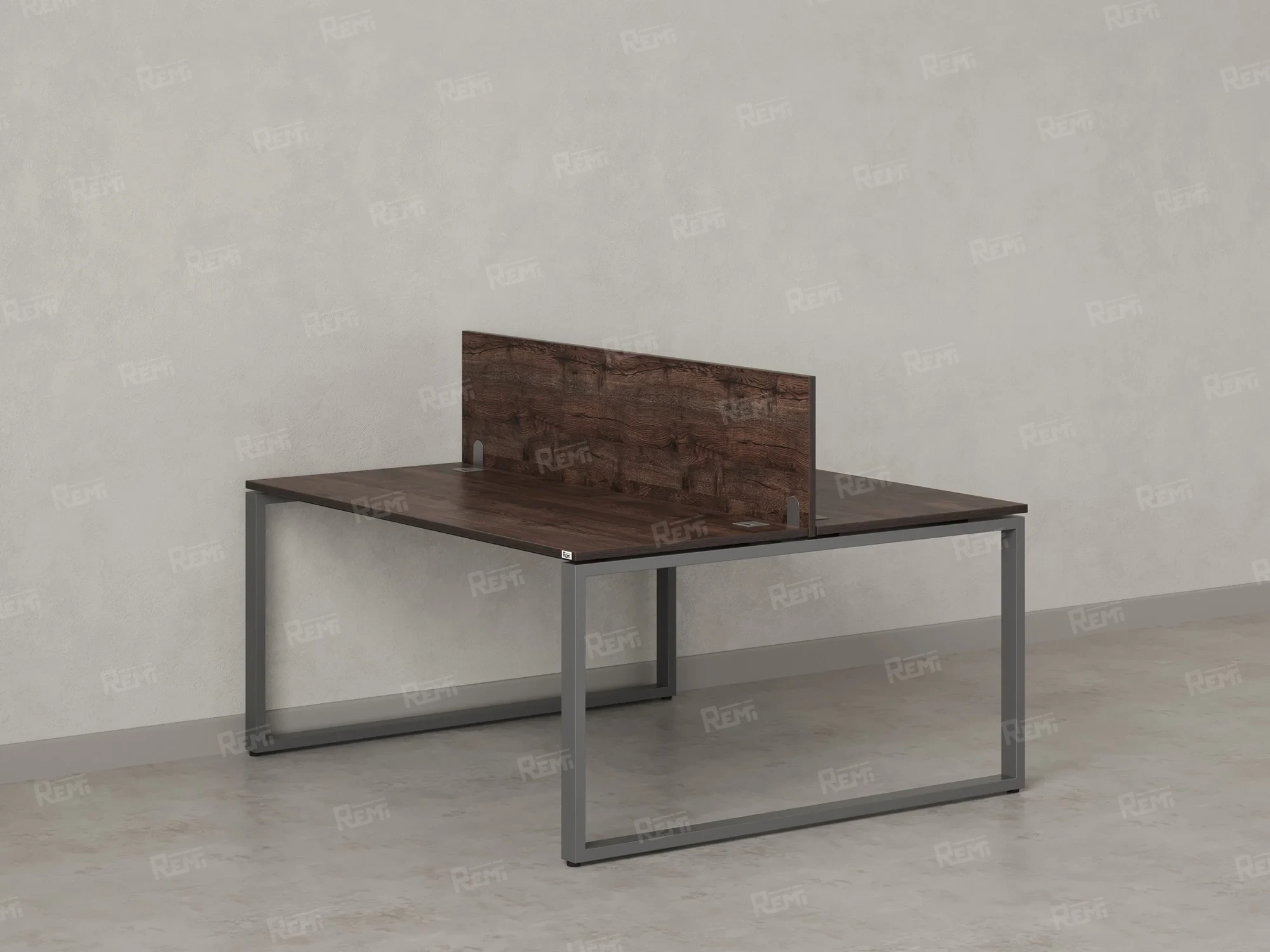 Бенч-система, 2 рабочих места, с одним экраном ЛДСП 1800x1200x750 RM169-2-18x12 Дуб Апрельский шоколад/Серый