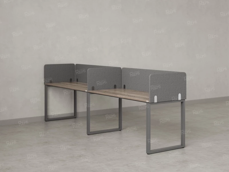 Бенч-система в 1 ряд, 2 рабочих места 5 тканевых экранов 3600x800x750 RM168-1-36x8 Дуб Маувелла/Серый