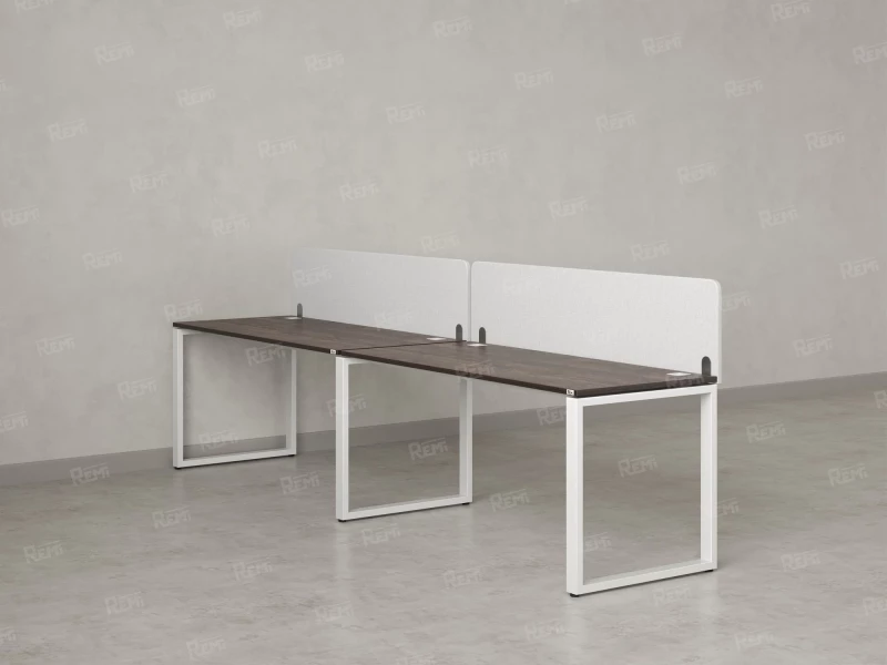 Бенч-система в 1 ряд, 2 рабочих места 2 тканевых экранов 3200x800x750 RM168-3-32x8 Дуб Апрельский шоколад/Белый