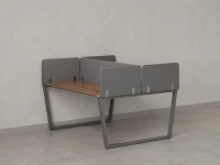 Бенч-система, 2 рабочих места, 5 тканевых экранов 1600x1400x750 RM172-3-16x14 Дуб Юстус/Серый