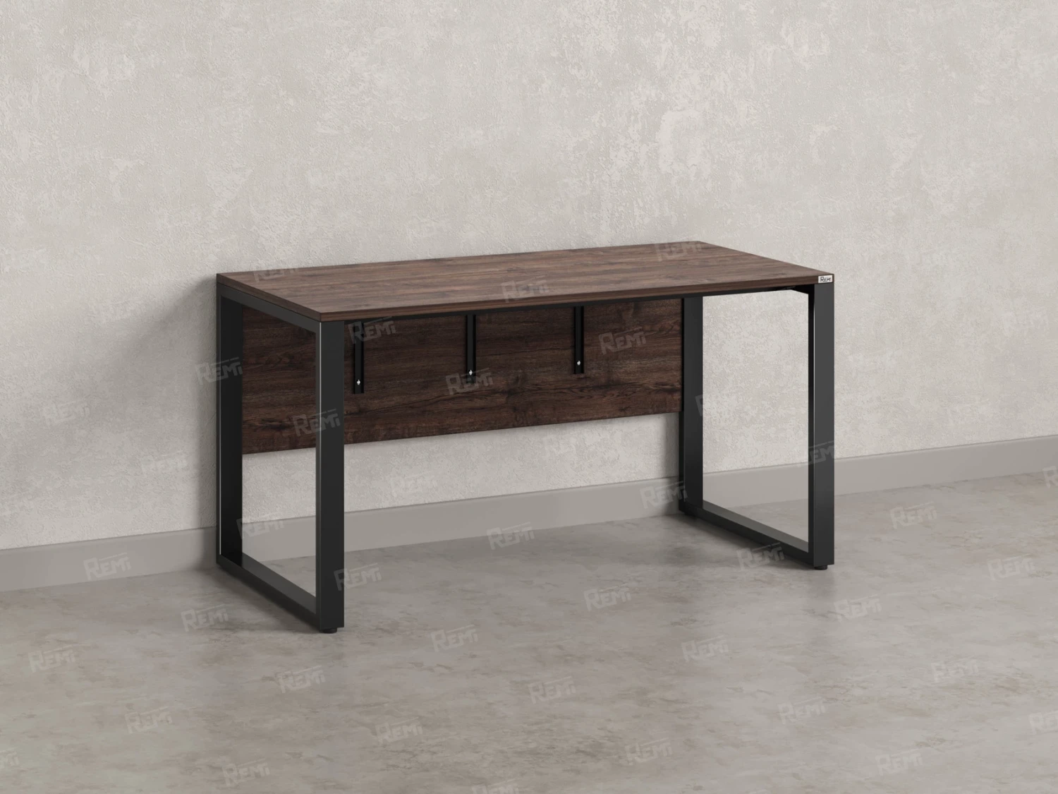 Стол прямой на О-образных опорах, экран ЛДСП 1800x700x750 RM006-18x7 Дуб Апрельский шоколад/Черный