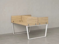 Бенч-система, 2 рабочих места, 5 ЛДСП экранов 1600x1200x750 RM172-4-16x12 Вяз Швейцарский светлый/Белый