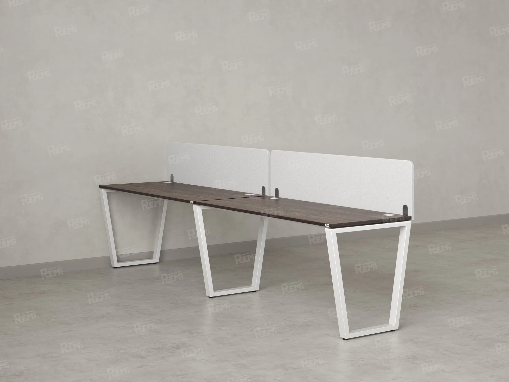 Бенч-система в 1 ряд, 2 рабочих места 2 тканевых экранов 3200x800x750 RM174-3-32x8 Дуб Апрельский шоколад/Белый