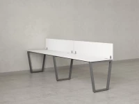 Бенч-система в 1 ряд, 2 рабочих места 2 ЛДСП экранов 2400x600x750 RM174-4-24x6 Белый/Серый