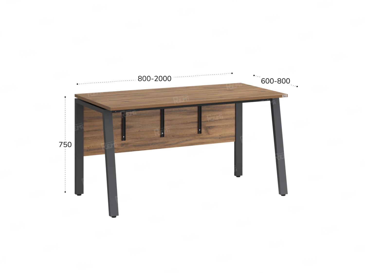 Стол прямой, Л-опора, экран ЛДСП,парящая стол-ца 1200x600x750 RM009-12x6 Дуб Юстус/Серый