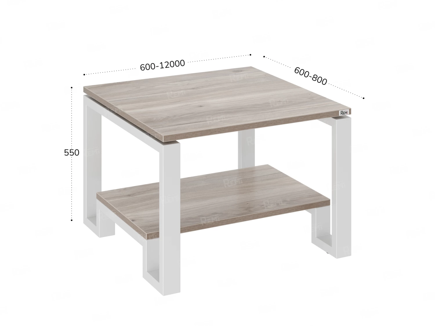 Журнальный стол с полкой 1200x600x550 RM181-12x6 Дуб Маувелла/Белый