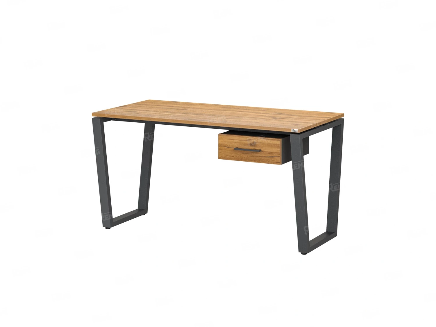 Стол прямой с подвесной тумбой, U-опора 1600x800x750 RM034-16x8 Дуб Юстус/Серый