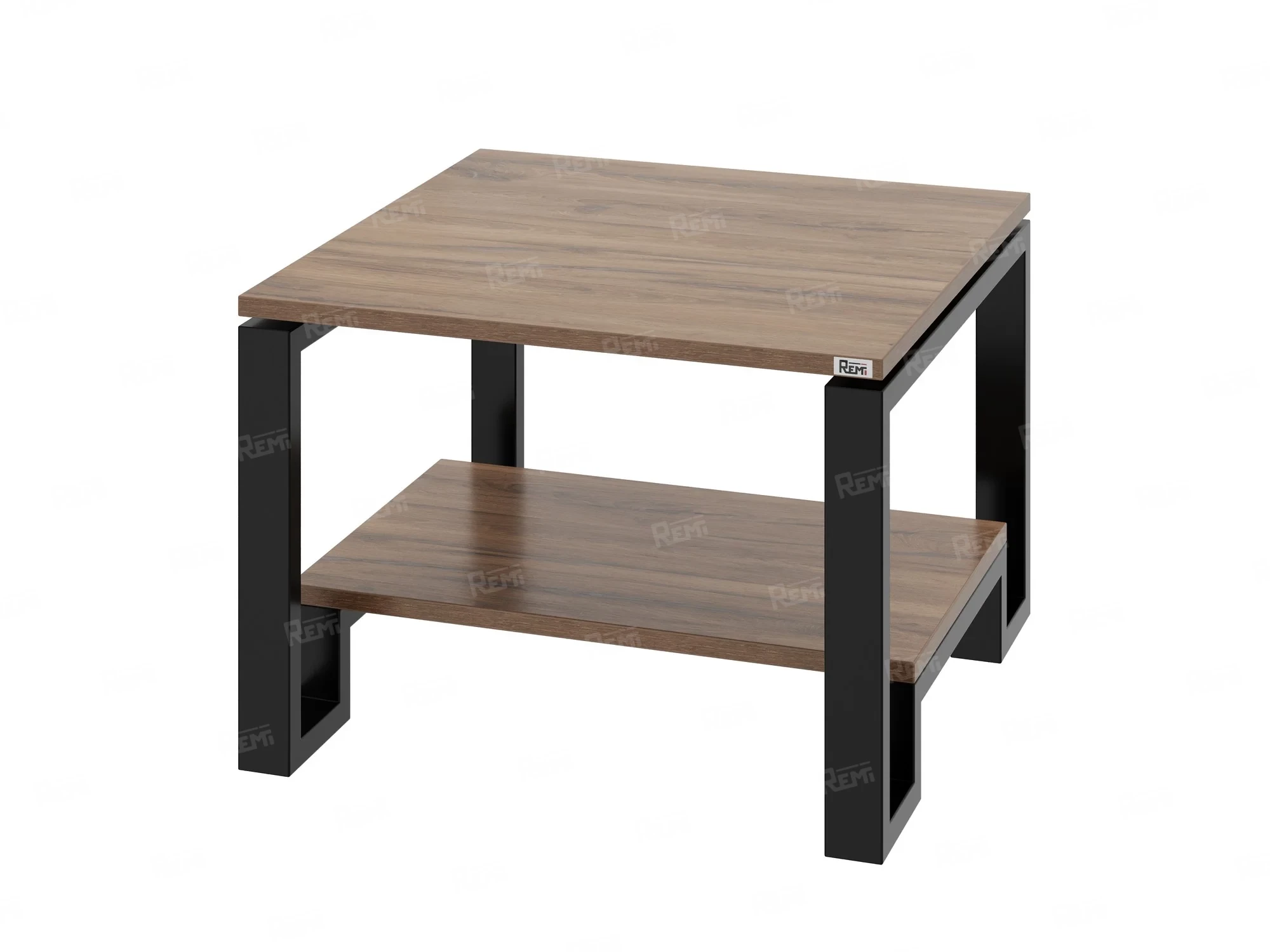 Журнальный стол с полкой 800x800x550 RM181-8x8 Дуб Юстус/Черный