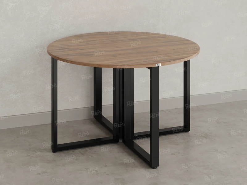 Круглый стол на О-образных опорах 1200x1200x750 RM187-12x12 Дуб Юстус/Черный