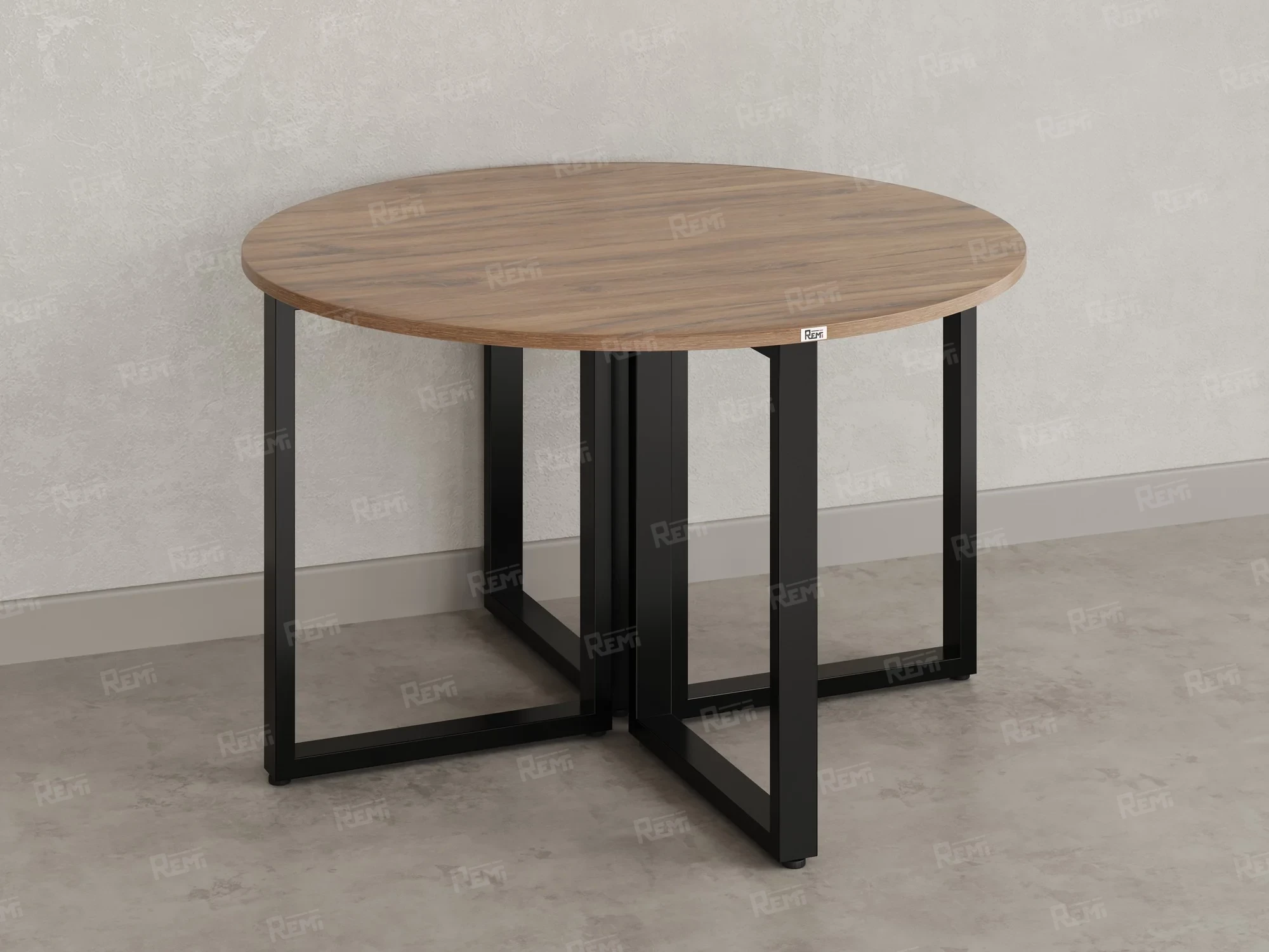 Круглый стол на О-образных опорах 1200x1200x750 RM187-12x12 Дуб Юстус/Черный