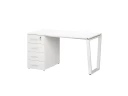 Стол прямой, с тумбой на U-образных опоре, левый 1600x700x750 RM100-16x7 Белый/Белый