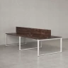 Бенч-система, 4 рабочих места, на О-образных опорах, 2 ЛДСП экранов 1400x1200x750 RM170-4-14x12 Дуб Апрельский шоколад/Белый