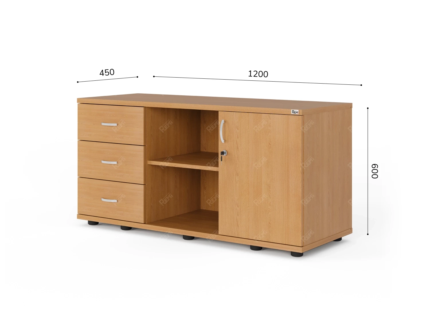 Тумба RLG023 4 ящика 120x45x60 Бук, Серия ЛАЙТ | LIGHT