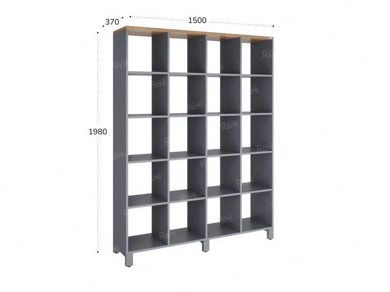 Стеллаж, 20 ячеек 1500х370х1980 RM144-150x37 Дуб Юстус/Серый