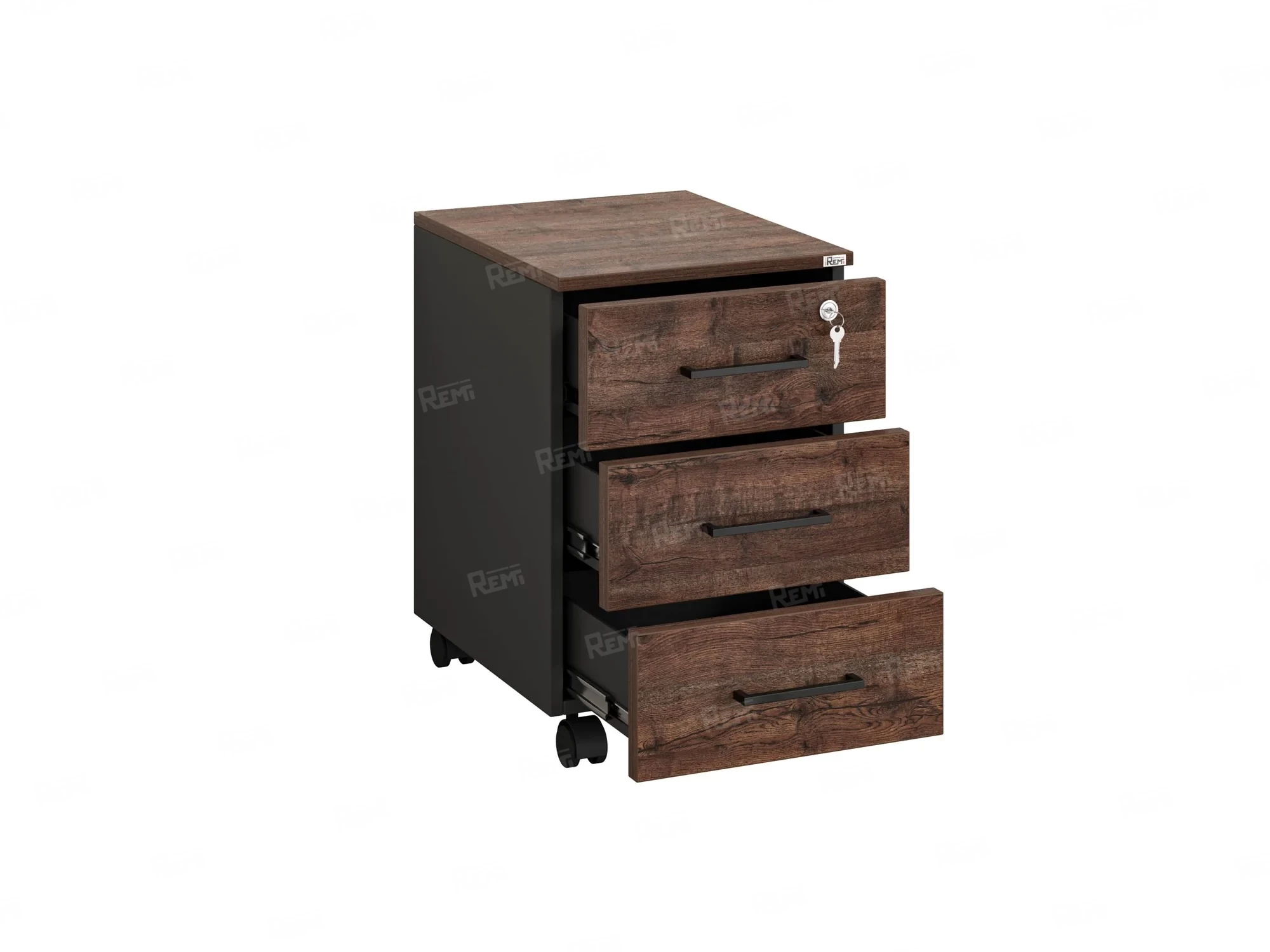 Тумба мобильная, 3 ящика 400x500x600 RM120-40x50 Дуб Апрельский шоколад/Черный