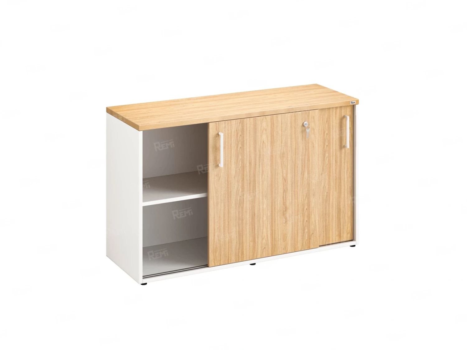 Низкий шкаф-купе на регулируемых опорах 1200x420x750 RM125-120x42 Вяз Швейцарский светлый/Белый