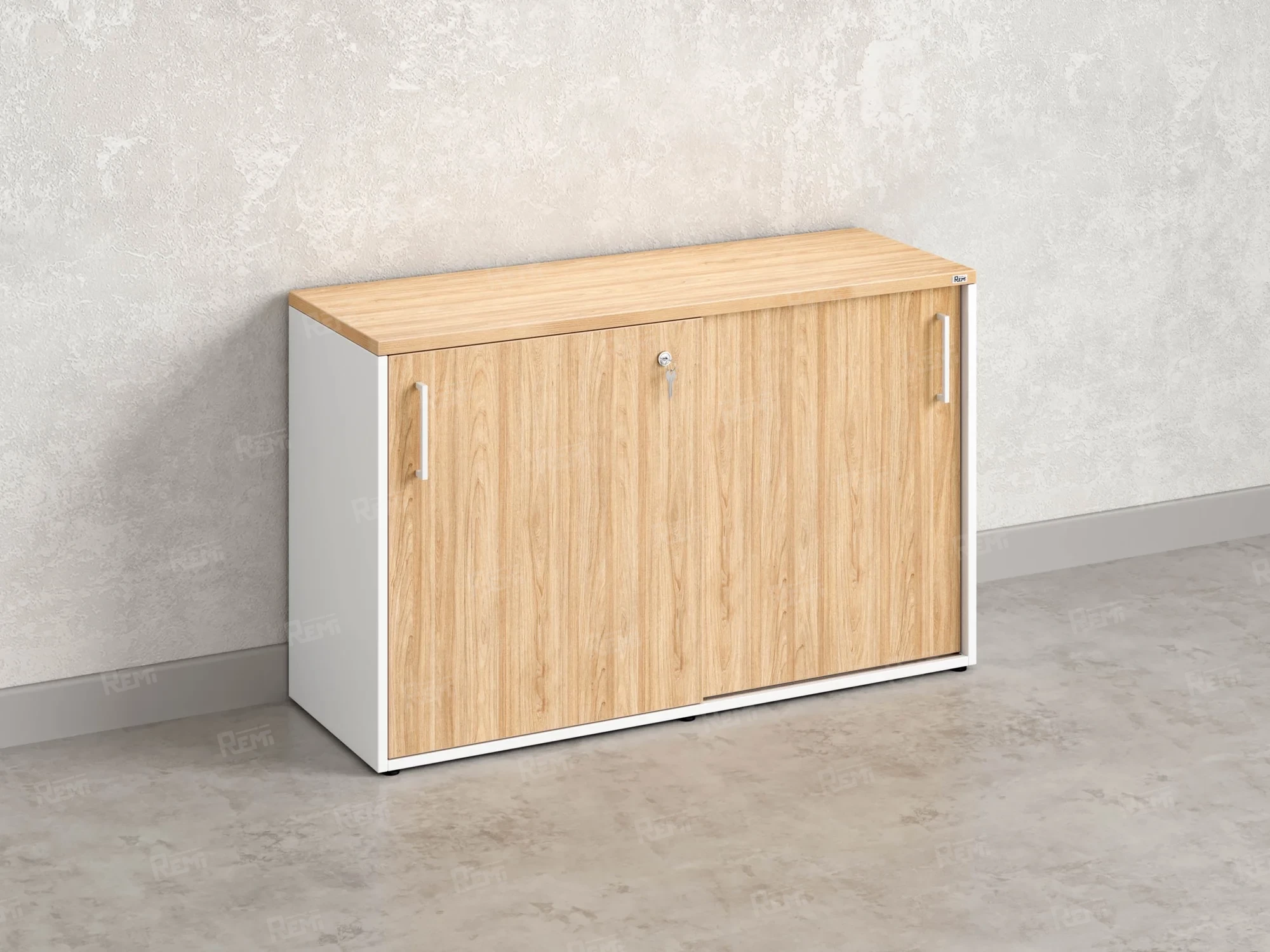 Низкий шкаф-купе на регулируемых опорах 1200x420x750 RM125-120x42 Вяз Швейцарский светлый/Белый