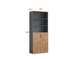 Шкаф комбинированный, регулируемые опоры, 6 уровней 900x420x2100 RM155-90x41 Дуб Юстус/Серый