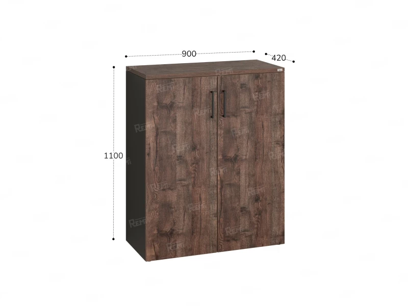 Шкаф распашной, регулируемые опоры, 3 уровня 900x420x1100 RM150-90x42 Дуб Апрельский шоколад/Черный