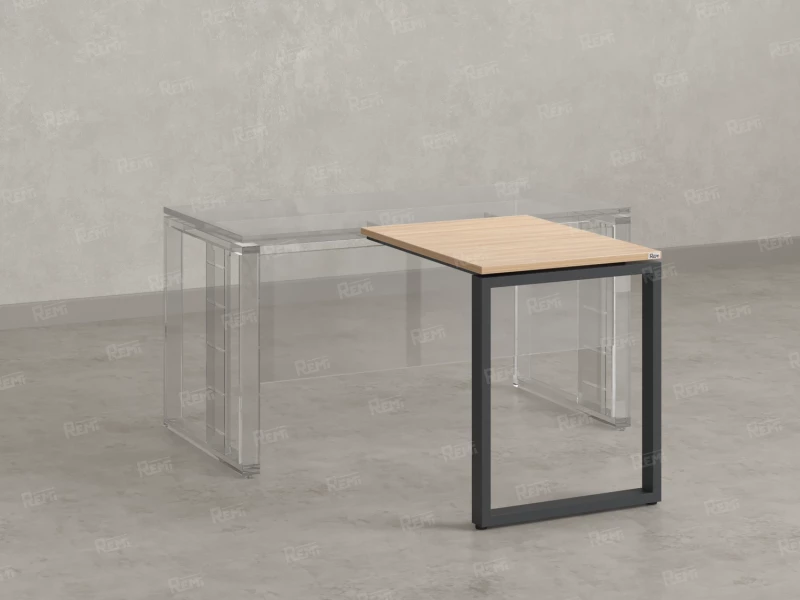 Брифинг прямой, с парящей столешнецей, на О-образном каркасе 1700x600x750 RM072-17x6 Вяз Швейцарский светлый/Серый